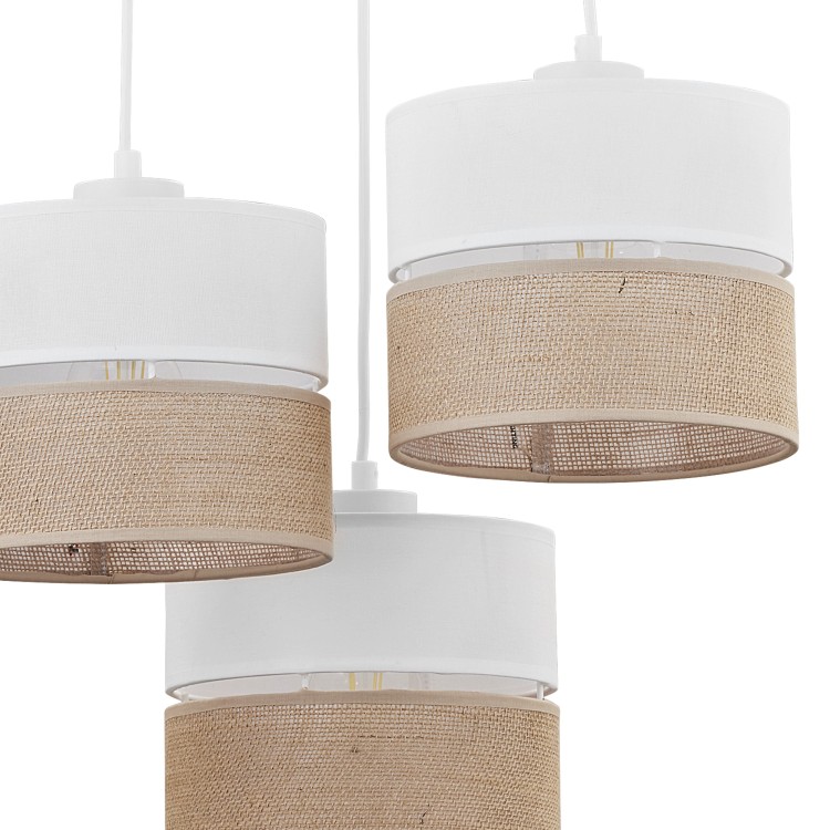 LINOBIANCO Lampa wisząca 3 6575 TK Lighting Biały Juta, Biały