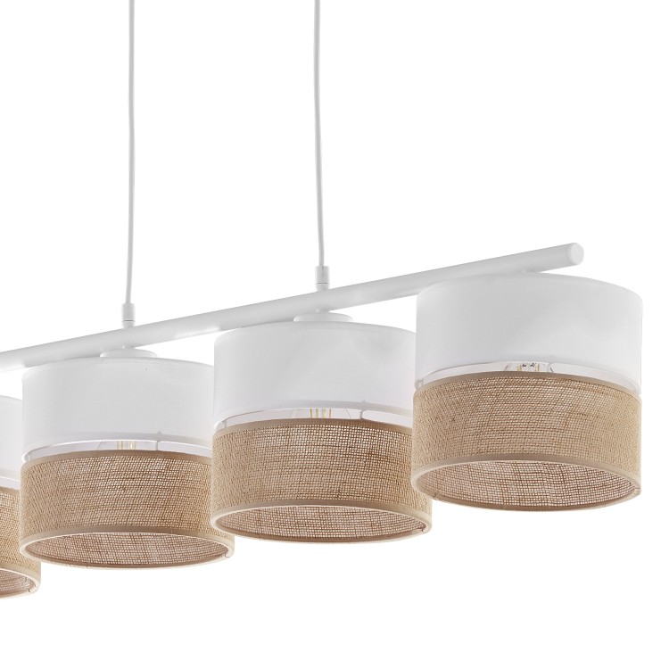 LINOBIANCO Lampa wisząca 4 6576 TK Lighting Biały Juta, Biały
