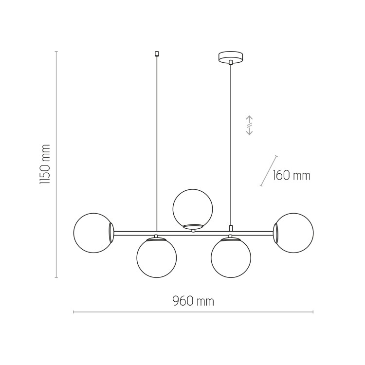 CELESTE Lampa wisząca 5 6219 TK Lighting Czarny Biały
