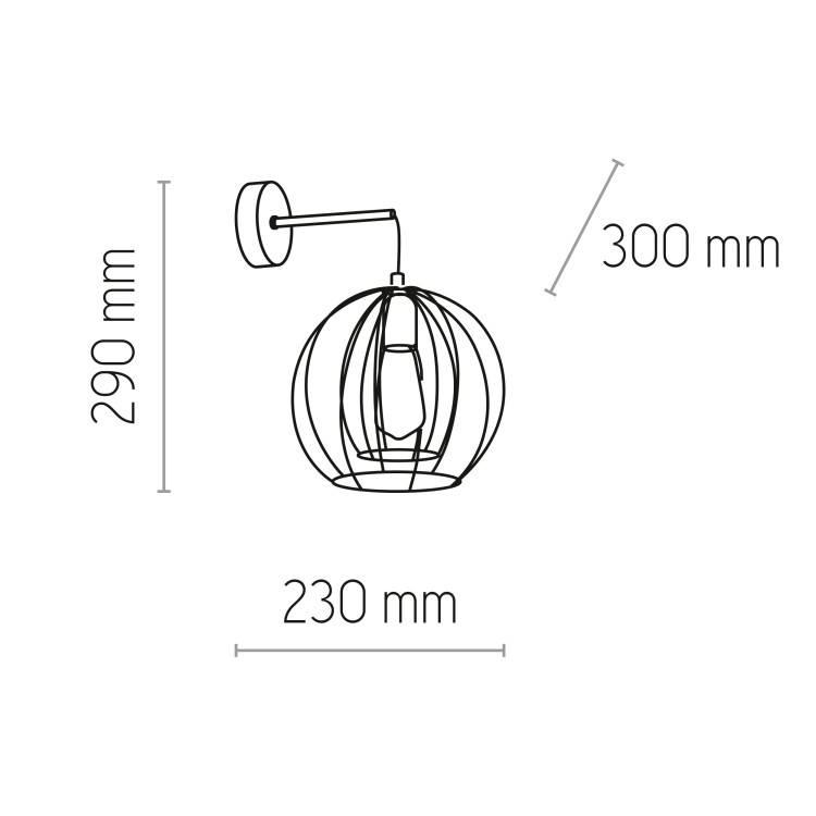 JAULA Kinkiet 1 6250 TK Lighting Czarny Złoty, Czarny