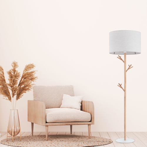 ALBERO LINEN Lampa podłogowa 1 5574 TK Lighting Biały, Sosna Len