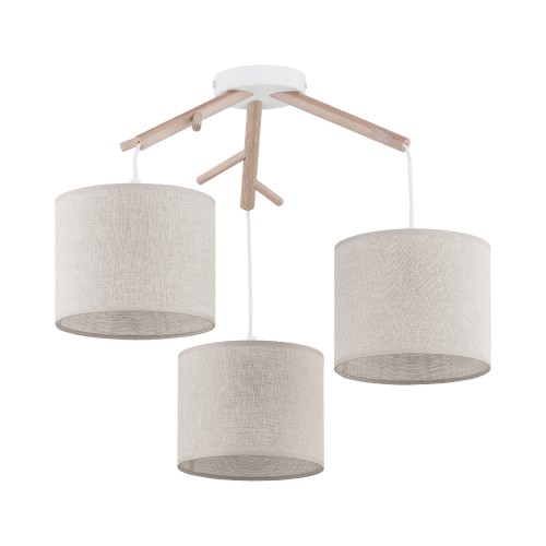 ALBERO LINEN Lampa wisząca 3 6556 TK Lighting Biały, Sosna Len