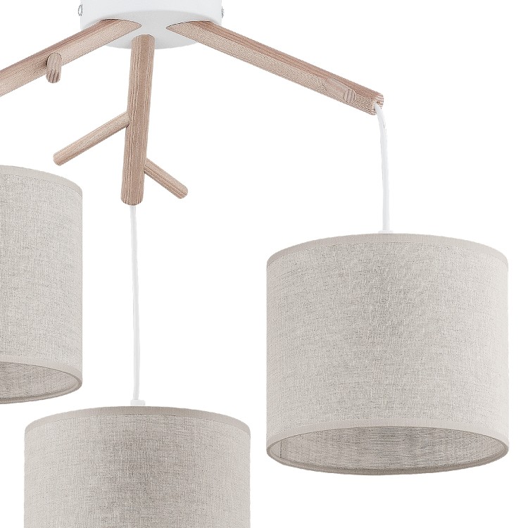 ALBERO LINEN Lampa wisząca 3 6556 TK Lighting Biały, Sosna Len