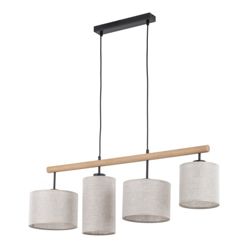 DEVA NATURE Lampa wisząca 4  FSC 100%, SA-COC-006060 6108 TK Lighting Sosna, Czarny Len