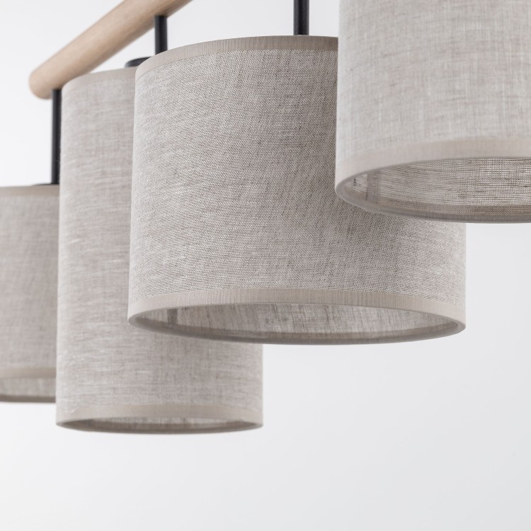 DEVA NATURE Lampa wisząca 4  FSC 100%, SA-COC-006060 6108 TK Lighting Sosna, Czarny Len