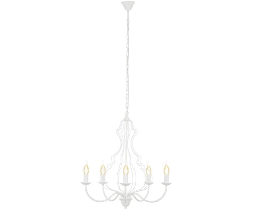 Lampa sufitowa wisząca żyrandol MARGARET V WHITE 6330 NOWODVORSKI Lighting 5xE14 oświetleniowa klasyczna biała biały stal łańcuszek Kuchnia Jadalnia Salon nad wyspę stół Inspiracje Premium