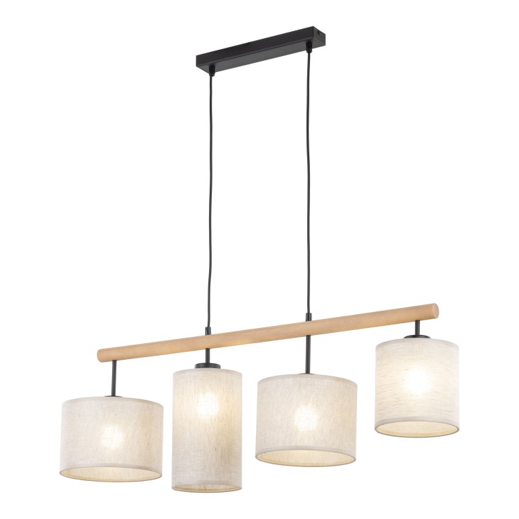 DEVA NATURE Lampa wisząca 4  FSC 100%, SA-COC-006060 6108 TK Lighting Sosna, Czarny Len