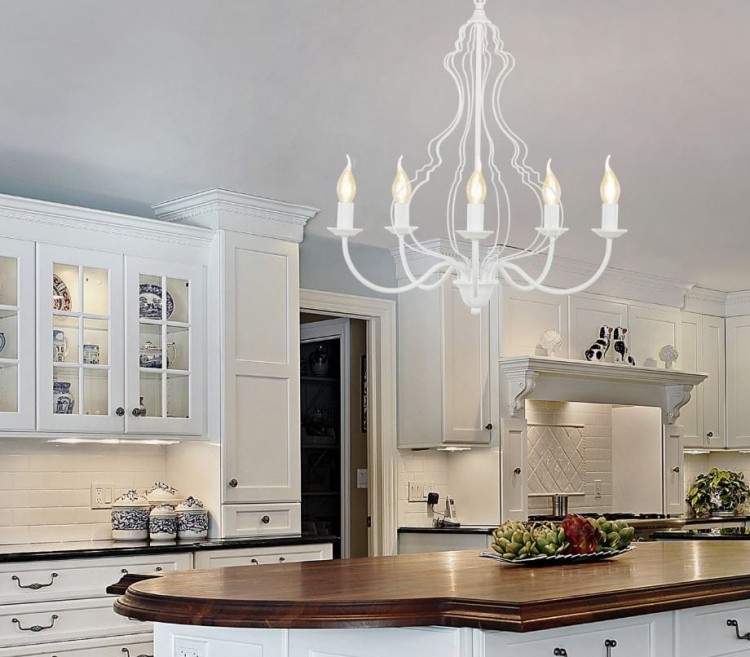 Lampa sufitowa wisząca żyrandol MARGARET V WHITE 6330 NOWODVORSKI Lighting 5xE14 oświetleniowa klasyczna biała biały stal łańcuszek Kuchnia Jadalnia Salon nad wyspę stół Inspiracje Premium