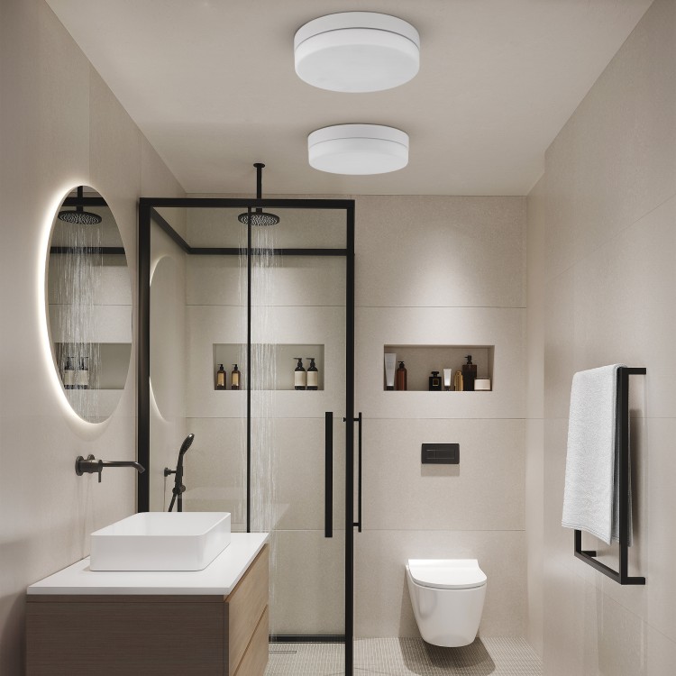PORI WHITE Plafon łazienkowy 2XE27 IP 44 864 TK Lighting Biały Biały