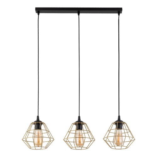 DIAMOND NEW BLACK/GOLD Lampa wisząca 3 Listwa 4642 TK Lighting Czarny Złoty