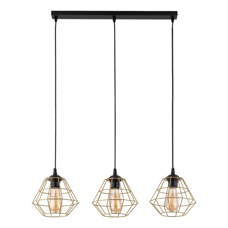 DIAMOND NEW BLACK/GOLD Lampa wisząca 3 Listwa 4642 TK Lighting Czarny Złoty