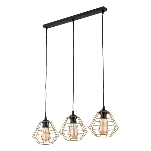 DIAMOND NEW BLACK/GOLD Lampa wisząca 3 Listwa 4642 TK Lighting Czarny Złoty