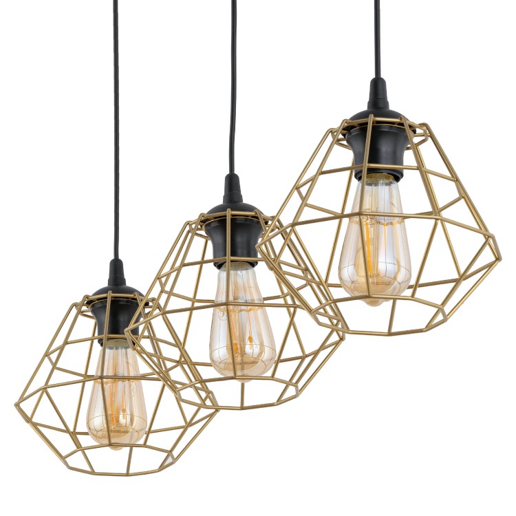 DIAMOND NEW BLACK/GOLD Lampa wisząca 3 Listwa 4642 TK Lighting Czarny Złoty