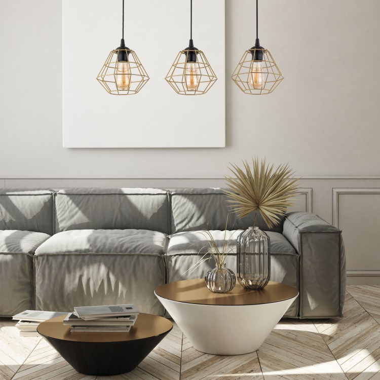DIAMOND NEW BLACK/GOLD Lampa wisząca 3 Listwa 4642 TK Lighting Czarny Złoty