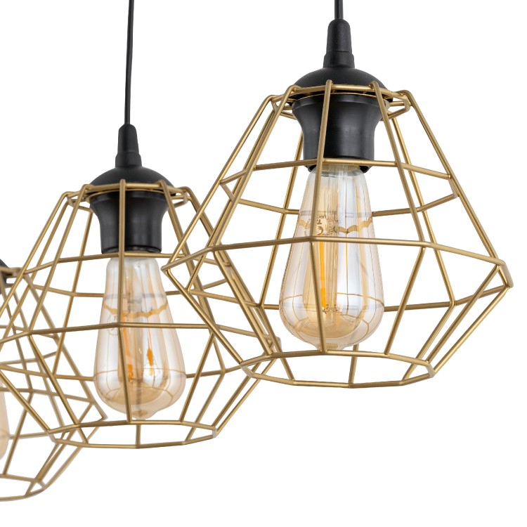 DIAMOND NEW BLACK/GOLD Lampa wisząca 3 Listwa 4642 TK Lighting Czarny Złoty
