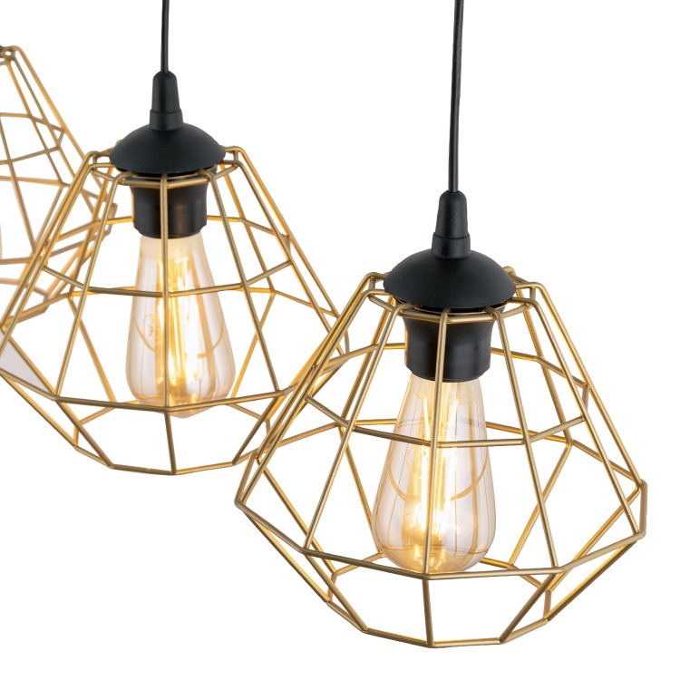 DIAMOND NEW BLACK/GOLD Lampa wisząca 3 Listwa 4642 TK Lighting Czarny Złoty
