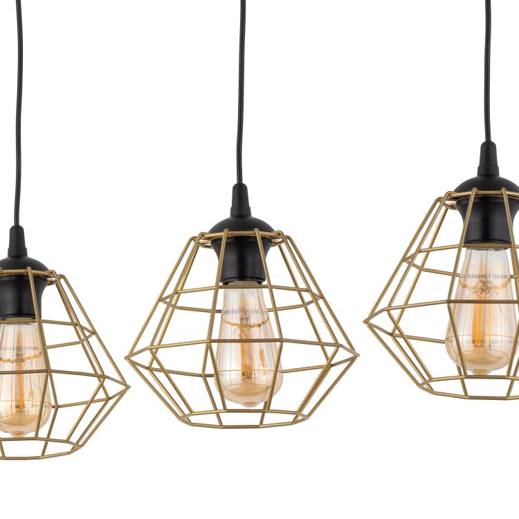 DIAMOND NEW BLACK/GOLD Lampa wisząca 3 Listwa 4642 TK Lighting Czarny Złoty