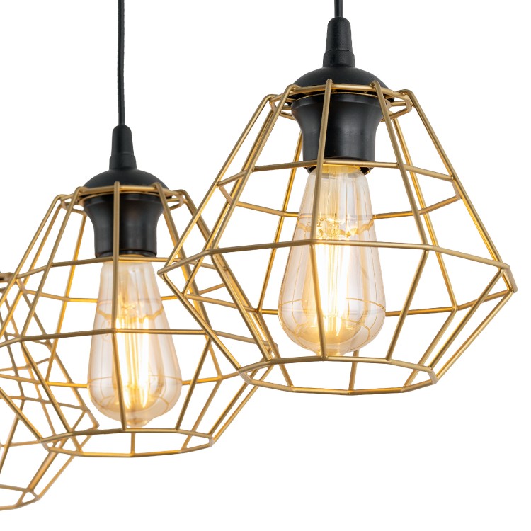 DIAMOND NEW BLACK/GOLD Lampa wisząca 3 Listwa 4642 TK Lighting Czarny Złoty