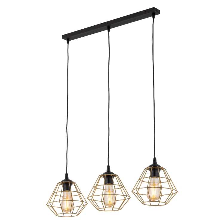 DIAMOND NEW BLACK/GOLD Lampa wisząca 3 Listwa 4642 TK Lighting Czarny Złoty