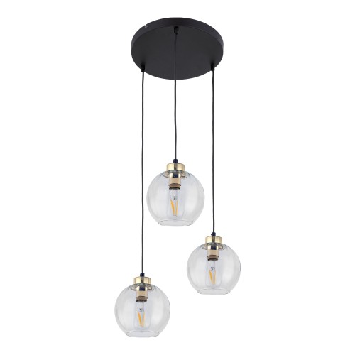 DEVI TRANSPARENT Lampa wisząca 3 Koło 4579 TK Lighting Złoty, Czarny Transparentny