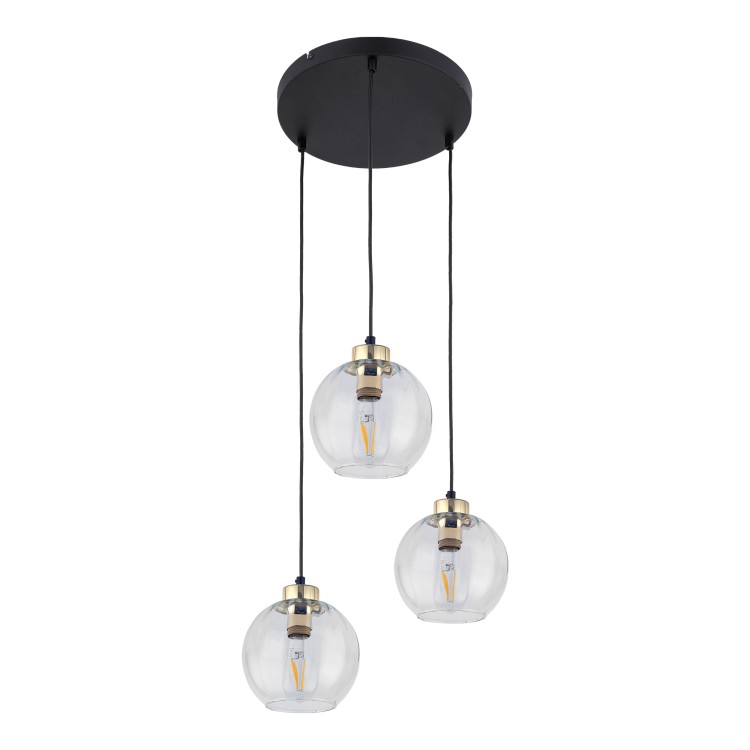 DEVI TRANSPARENT Lampa wisząca 3 Koło 4579 TK Lighting Złoty, Czarny Transparentny