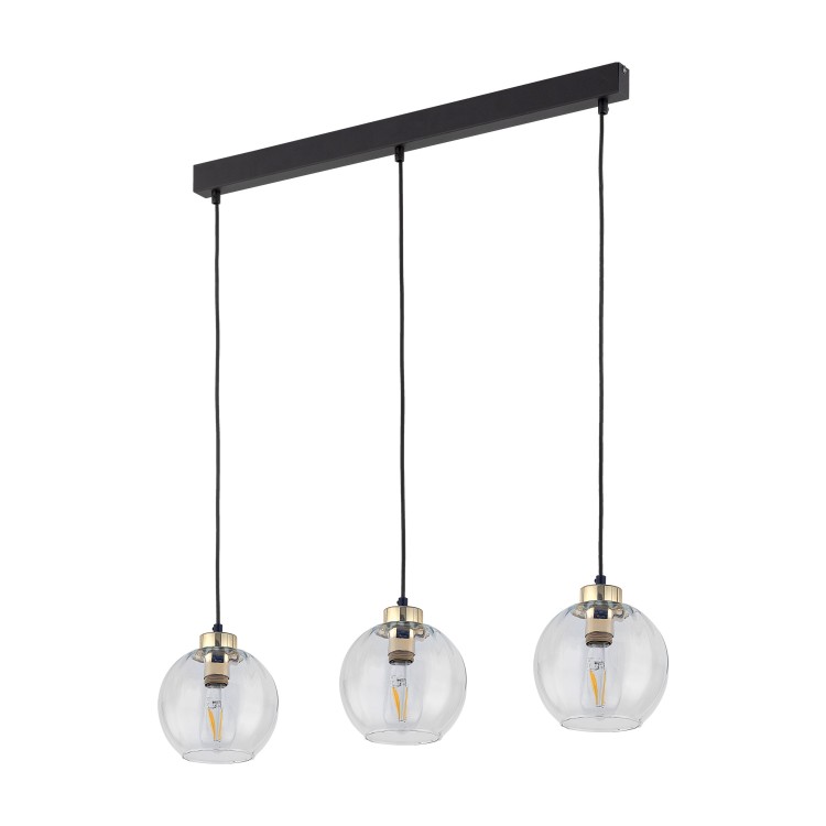 DEVI TRANSPARENT Lampa wisząca 3 Listwa 4580 TK Lighting Złoty, Czarny Transparentny
