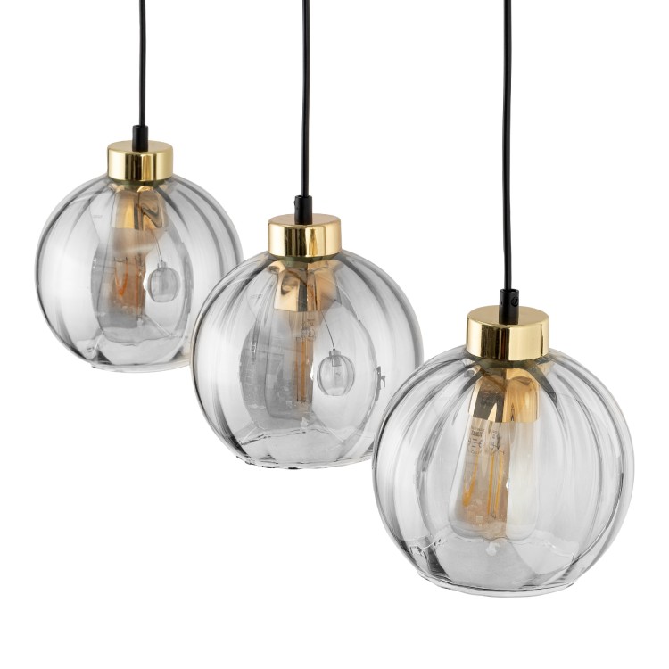 DEVI TRANSPARENT Lampa wisząca 3 Listwa 4580 TK Lighting Złoty, Czarny Transparentny