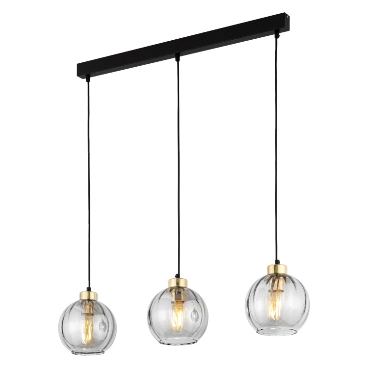 DEVI TRANSPARENT Lampa wisząca 3 Listwa 4580 TK Lighting Złoty, Czarny Transparentny