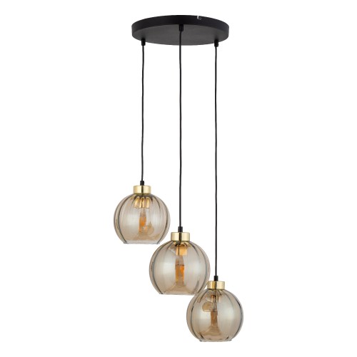 DEVI AMBER Lampa wisząca 3 Koło 4637 TK Lighting Złoty, Czarny Bursztynowy