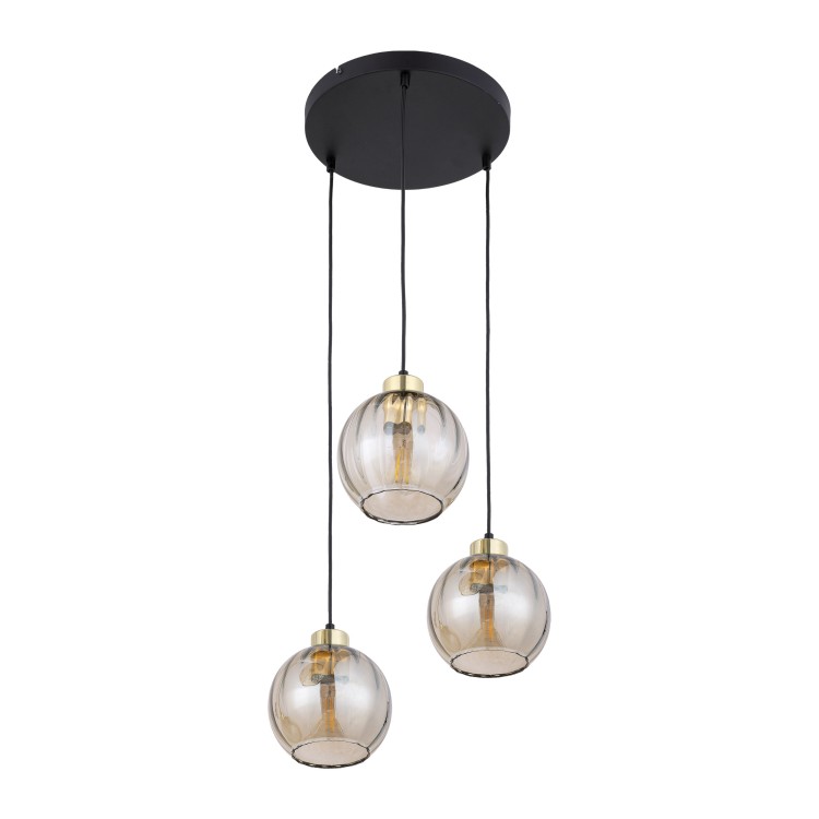 DEVI AMBER Lampa wisząca 3 Koło 4637 TK Lighting Złoty, Czarny Bursztynowy