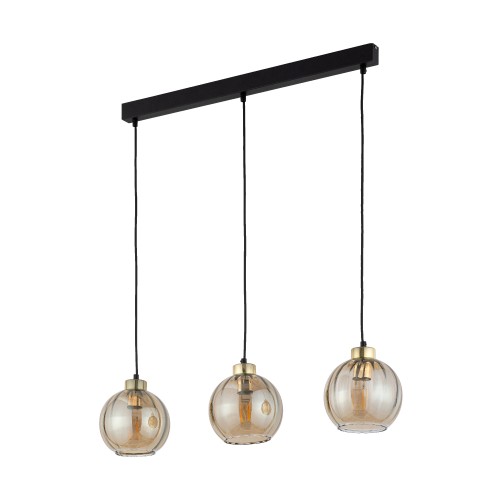 DEVI AMBER Lampa wisząca 3 Listwa 4638 TK Lighting Złoty, Czarny Bursztynowy