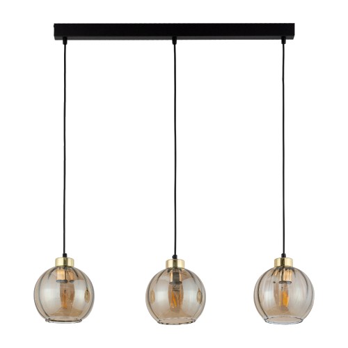 DEVI AMBER Lampa wisząca 3 Listwa 4638 TK Lighting Złoty, Czarny Bursztynowy