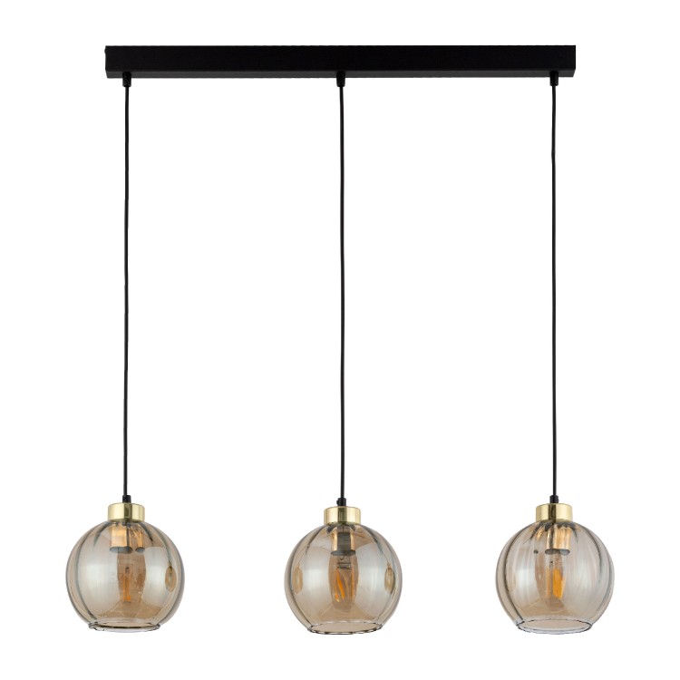 DEVI AMBER Lampa wisząca 3 Listwa 4638 TK Lighting Złoty, Czarny Bursztynowy