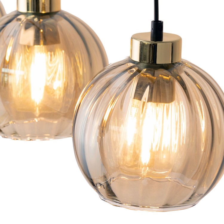 DEVI AMBER Lampa wisząca 3 Listwa 4638 TK Lighting Złoty, Czarny Bursztynowy