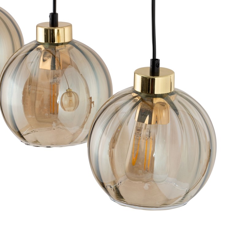 DEVI AMBER Lampa wisząca 3 Listwa 4638 TK Lighting Złoty, Czarny Bursztynowy