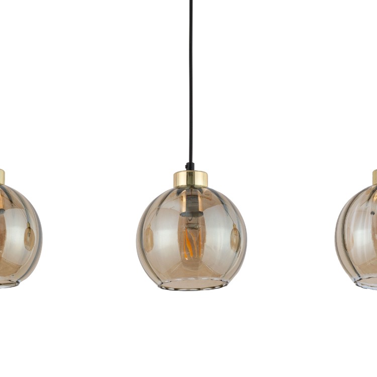 DEVI AMBER Lampa wisząca 3 Listwa 4638 TK Lighting Złoty, Czarny Bursztynowy