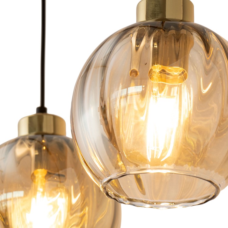 DEVI AMBER Lampa wisząca 3 Listwa 4638 TK Lighting Złoty, Czarny Bursztynowy