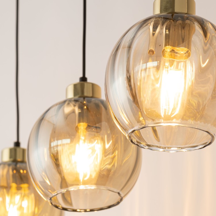 DEVI AMBER Lampa wisząca 3 Listwa 4638 TK Lighting Złoty, Czarny Bursztynowy