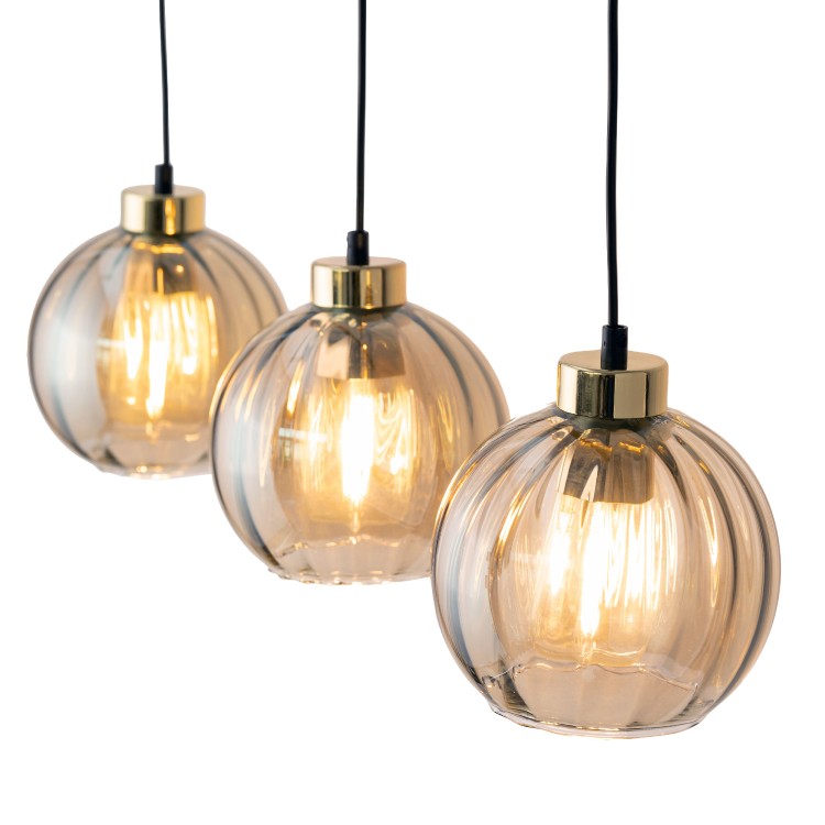 DEVI AMBER Lampa wisząca 3 Listwa 4638 TK Lighting Złoty, Czarny Bursztynowy