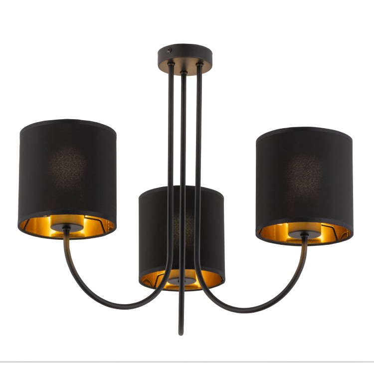 TORENS BLACK Lampa sufitowa 3 4594 TK Lighting Czarny Złoty, Czarny