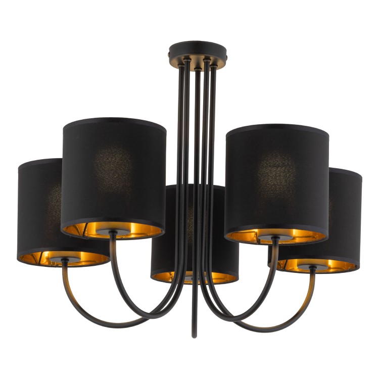 TORENS BLACK Lampa sufitowa 5 4595 TK Lighting Czarny Złoty, Czarny