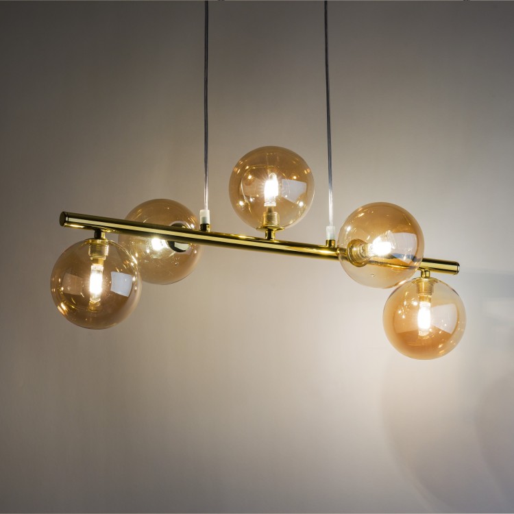 ESTERA GOLD Lampa wisząca 5 4549 TK Lighting Złoty Bursztynowy