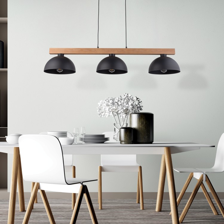 OSLO BLACK Lampa wisząca 3 4710 TK Lighting Sosna, Czarny Czarny
