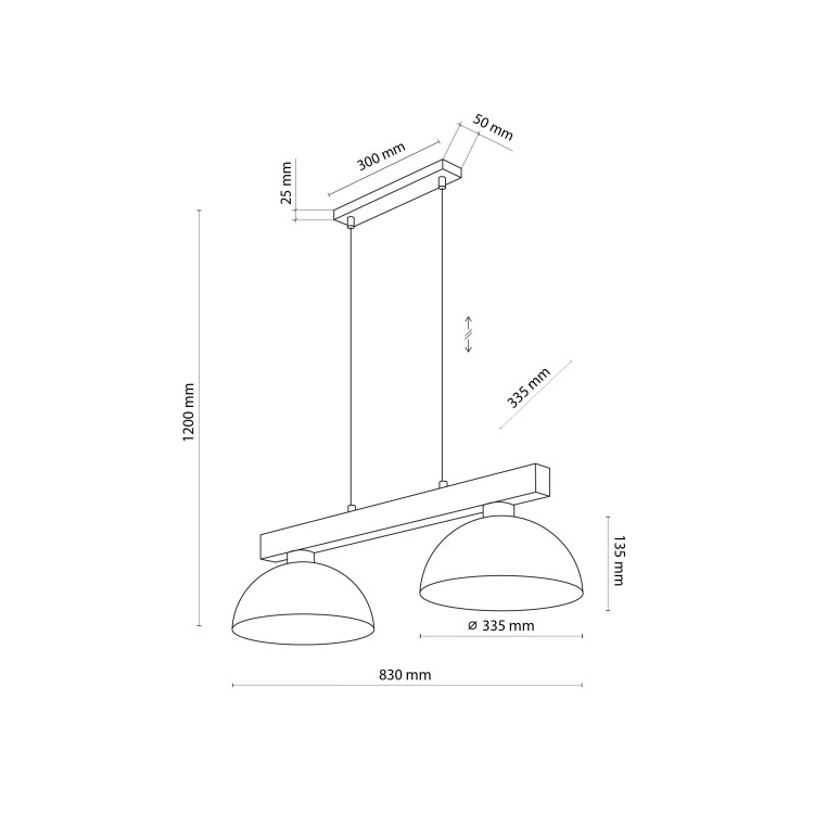 OSLO BLACK Lampa wisząca 2 4711 TK Lighting Sosna, Czarny Czarny