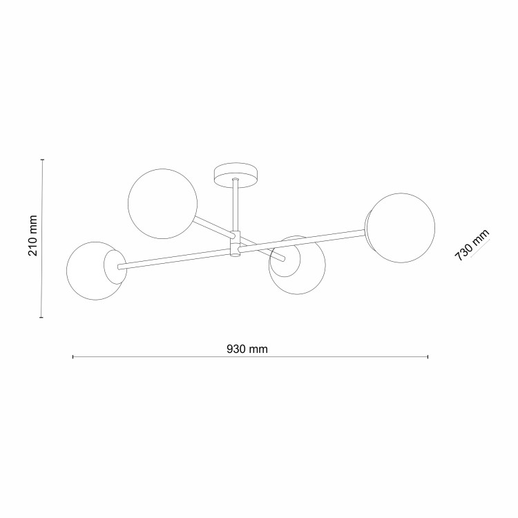 CADIX GOLD Lampa sufitowa 4 4607 TK Lighting Złoty Transparentny