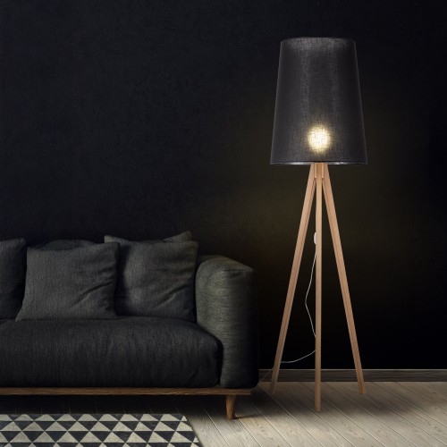 WALZ BLACK Lampa podłogowa 1 FSC 100%, SA-COC-006060 5599 TK Lighting Sosna Czarny
