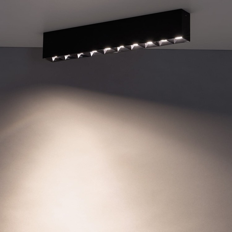 Oprawa liniowa Lampa spot punktowa MIDI LED BLACK 10056 NOWODVORSKI Lighting 40W 3000K Loft nowoczesna sufitowa oświetlenie z soczewkami nie oślepia nie oślepiająca barwa ciepła ciepło biała czarna Inspiracje Premium