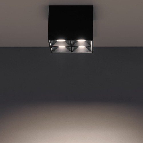 Oprawa kwadratowa Lampa spot punktowa MIDI LED BLACK 10057 NOWODVORSKI Lighting 16W 4000K Loft nowoczesna sufitowa oświetlenie z soczewkami nie oślepia nie oślepiająca barwa dzienna neutralna natynkowa czarna Inspiracje Premium