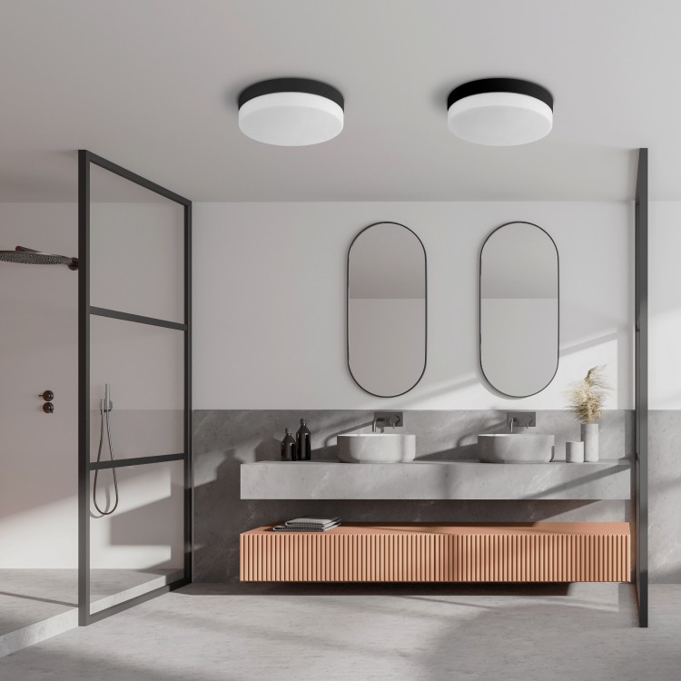 PORI BLACK Plafon łazienkowy 2XE27 IP 44 862 TK Lighting Czarny Biały