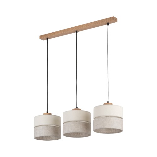 ECO Lampa wisząca 3 Listwa 5771 TK Lighting Sosna, Czarny Len, Beżowy